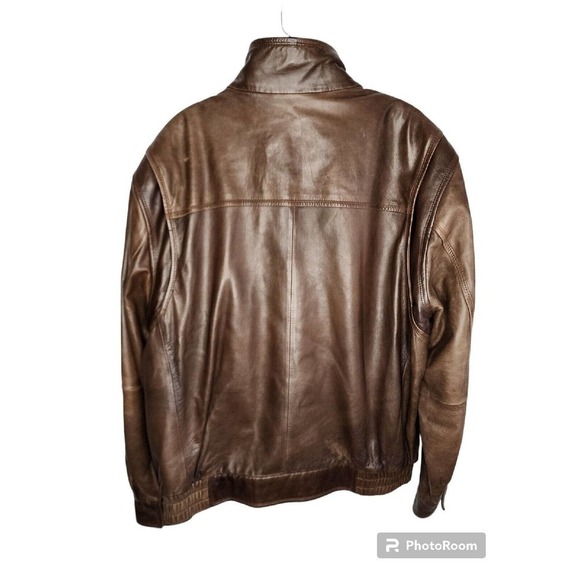 Cremieux Lambskin Jacket Mens XL Brown Bomber Flight Zip Bib Double… - Picture 3 of 16